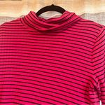 Talbots T By Pink And Navy Stripe Turtle Neck Long Sleeve Size Small Photo 2