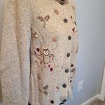 Vintage Christopher & Banks Novelty Cardigan Womens Sm OWL Embroidery 90s Y2K Brown Photo 1