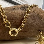 18K Gold Plated Rolo Chain Holder Necklace Stainless Steel Womens Jewelry Photo 5