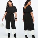 Eloquii NEW wide leg jumpsuit short sleeve white trim, 14 Photo 16