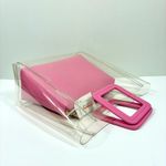 STAUD Shirley Transparent Handbag Tote Leather PVC Clear Pink Medium NWT Photo 9