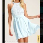 Lulus Lover's Game Baby Blue Lace Chiffon Halter Skater Dress XL Photo 2