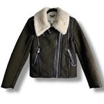 H&M Aviator Bomber Jacket Coat Khaki Army Green Women’s Size XS Photo 2