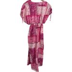 ZARA Patchwork Print Dress Pink Cut Out Maxi Size Small Photo 5