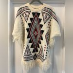 Fadivo NWT Cream Geometric Pattern Poncho O/S Sweater Southwestern Blue Size undefined Photo 1
