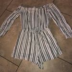 Kendall + Kylie Black and white striped off the shoulder romper  Photo 1