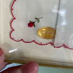 Vintage made in Switzerland embroidered handkerchief. New in package. Red Photo 1