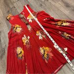 Free People  Lovely Day Red Floral Tie Front Tunic Mini Dress S Boho Flowy Boxy Photo 8