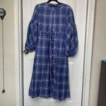 Zara Plaid Midi Dress Belted Balloon Sleeve Blue‎ Size Small blogger favorite Blue Photo 3