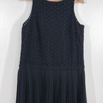Loft  Drop Waist Dress 10P Black Eyelet Bodice Pleated Skirt Womens Casual Formal Photo 0