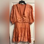 Sandro NWT  Mylene Frilly Mini Dress In Salmon Size 42 Photo 2