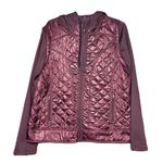 BKE  Sport Woman's Shiny Metallic Plum Zip Up Hooded Jacket Size XL Photo 0