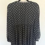 ZARA Long Sleeve Babydoll Mini Dress Black and White Polka Dot Chiffon Small Photo 8