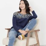 Joules NWT NEW  Navy Blue Long Sleeve Boatneck Daisy Shirt Photo 2