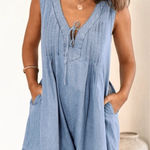 She & Sky NWT  Denim Sleeveless Pleated Romper Size Large Photo 0