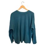 Eileen Fisher Women’s Linen Crepe Stretch Crew Neck Top Size L Teal Long Sleeve Photo 5