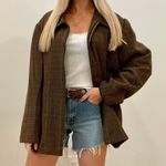 Vintage Plaid Zip Up Collared Coat Chore Jacket in Brown Size 18 Photo 0