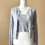 Pink Rose | Lavender Purple 2-pc Knit Floral Cropped Tank & Cardigan Set Sz S Photo 0