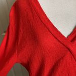 J.Crew Faux Wrap Surplice Textured Crepe Cotton Gauze Top | Red Photo 3