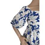 Trixxi  Blue And White Puffy Floral Mini Dress With Off Shoulder Sleeves Photo 3