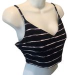 RED VTG Y2K Saks Fifth Avenue Navy White Crop Top Sz. L Exposed Back Zipper Photo 1