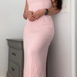 Baby Pink Long Naked Back Dress Photo 3