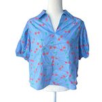 Sweet Cherry Pie Blouse NWT Quirky Blue Size L Photo 1