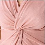Halara  XL NYE Sparkle Metallic Champagne Pink Twist Front Mesh Blouse Top Photo 8