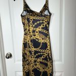 SheIn Black and Gold Chain Print Dress Photo 2