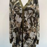 Chico's Chico’s Floral Camouflage Button Front Cardigan with Sheer Long Sleeves Size 1/M Photo 9