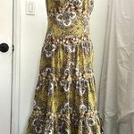 Mlle Gabrielle Boho Tiered Maxi Sundress in Yellow Floral y2k Spaghetti Strap A-Line Dress Photo 0