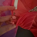 La Femme Coral Strapless Gown perfect for prom Photo 4