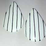 White and Black Retro Vintage Striped Boho Teardrop Earrings Photo 2