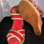 Tory Burch Adonis Red & Tan Wedge Platform Espadrilles Open Toe Size 7 Photo 4