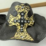 Peter Grimm Women Cowboy Hat Black Leopard Crosses Rhinestones Embellished Photo 6