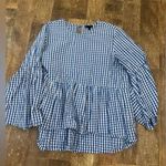 Who What Wear  Blue and White Plaid babydoll top Photo 0
