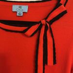 CeCe  Red/Coral Scoop neck Bow Detail Sweater with Black Trim M Photo 2