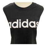 Adidas  Black Sleeveless Tank with White Logo Graphic Size Small Photo 4