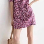 J.Crew  Afternoon Linen Dress Berry Floral‎ Pink Size Small Photo 0