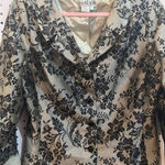 Teri Jon Black Floral Lace Silk Blazer Jacket Womens 14 Elegant Evening Size 14P Photo 0