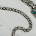 Faux Turquoise Studded Square Silver Chain Link Belt One Size (OS) ✨ Photo 12