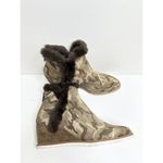 Pelle Moda Shoes Womens Size 6.5 Erin Faux Fur Trim Wedge Camouflage Bootie Green Photo 6