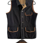 Ralph Lauren LRL Utility Safari Vest Leather Trim Reversible Tan Black Large Photo 0