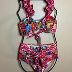 Sporlike Pink Printed Mediterranean City Scene Bikini Set Size M Photo 0