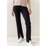 Meimeij Flared Split Hem Black Pull On Seamed Trouser‎ Pants Size 46 Size L Photo 2