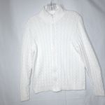 Gander mountain Cable Knit Full Zip Sweater Cardigan Women’s M White Mock Neck Cotton Outerwear Photo 1