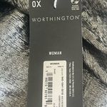 Worthington 0X Shimmering Silver Blouse Keyhole Neck Short Sleeve Satin Photo 6