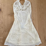 White Fox Boutique White Fox Mini Dress Beaded Sequins Cowl Neck Between The Lines Size XS Cream Photo 0