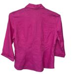 Carole Little 100% Linen Shirt Blouse Womens Size L Pink 3/4 Sleeve Embroidered Size L Photo 3
