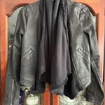 Free People Drape Front Coated Jacket Black Moto Waxed Denim Photo 4